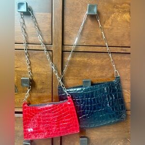 Double Bebe Chain Shoulder Bag - Red and Black